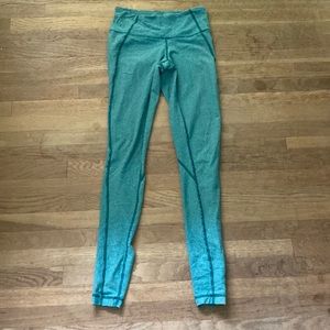 Lululemon green striped ankle leggings. Like new!